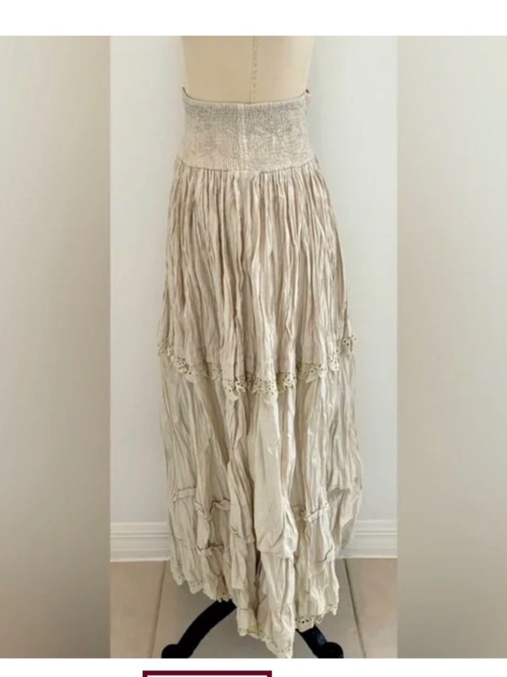 Ewa I Walla, OS, NWT, “Hedvig” Cotton, Soft Mint, Long Smocked Waist Skirt - Picture 3 of 8